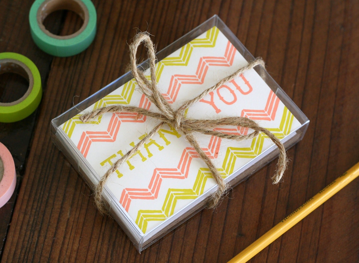 Chevron Thank You / 6-pack / Letterpress Printed Cards