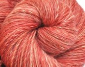 Handspun yarn - CORAL PINK - handpainted Merino x Corriedale wool, DK weight. 390 yds.