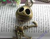 Pretty retro copper brass pirate captain human skull necklace pendant vintage style