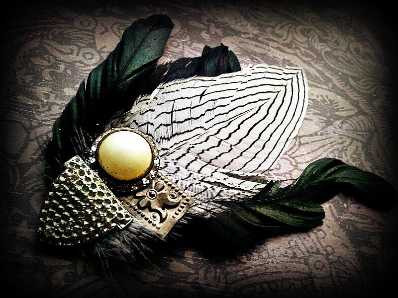 Revenant. Tribal Fae Black and White Hair Clip
