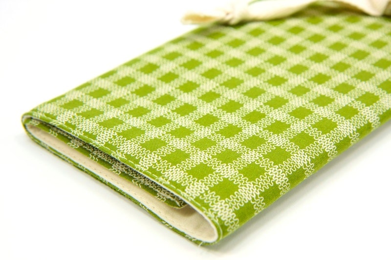 Large Knitting Needle Case Organizer - Stitches on Green Grass - 30 pockets for circular, straight, dpn, or paint brushes