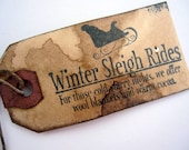Christmas Tags, Primitive, Rustic, Sleigh Rides, Set of 12, cssteam, ofg team