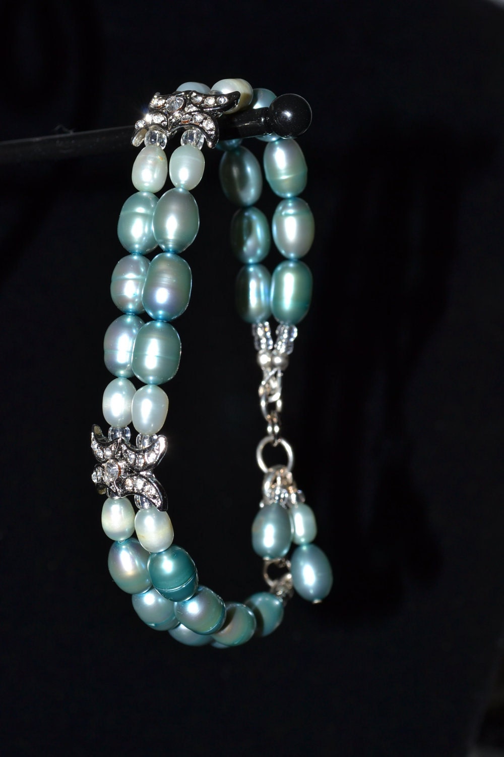 0103 Fresh Water Pearl Bracelet with Art Deco Accents