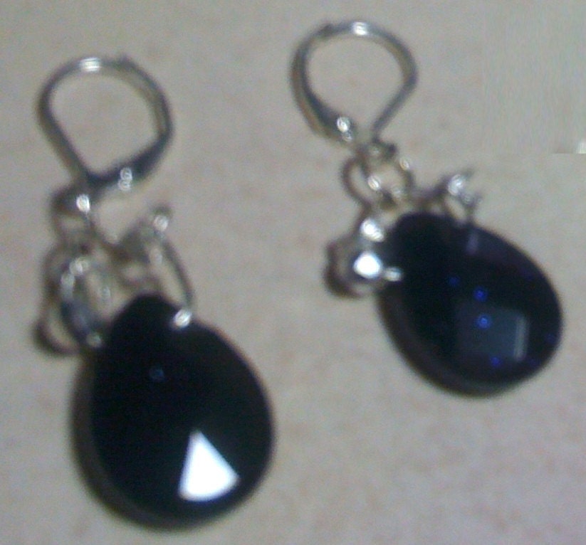 Blue Goldstone Sterling Lever Back Earrings