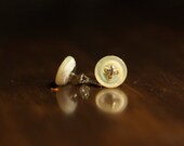 Mother of Pearl Button Earring Studs