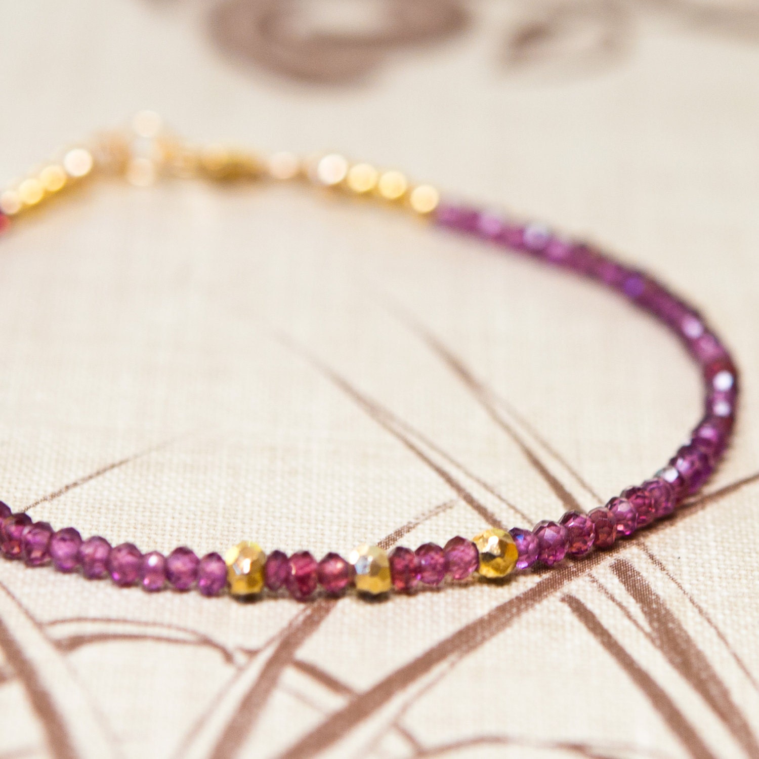 Delicate Pink Sapphire Bracelet 14k Gold
