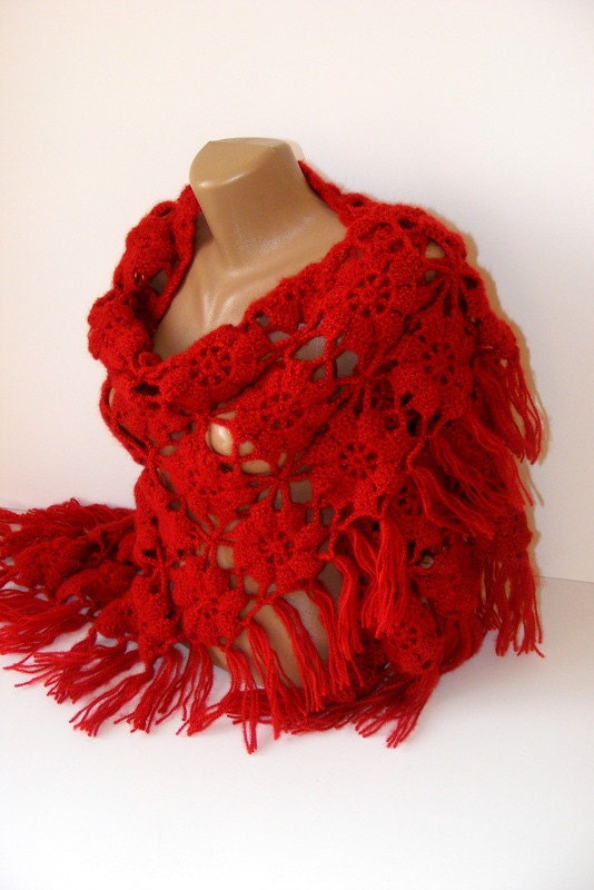 15% OFF SALE Red crochet shawl,lace chrochet women shawl,Winter trend,special mohair yarn,warm,soft,mohair shawl,gift for her,SENO