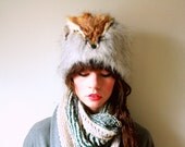 MADE TO ORDER, The Fox in me sees the Fox in you, Faux Fur hat with Authentic Fox face
