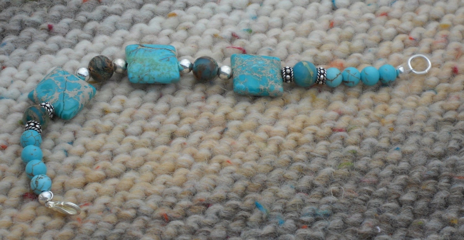 Turquoise & Silver Beaded Bracelet