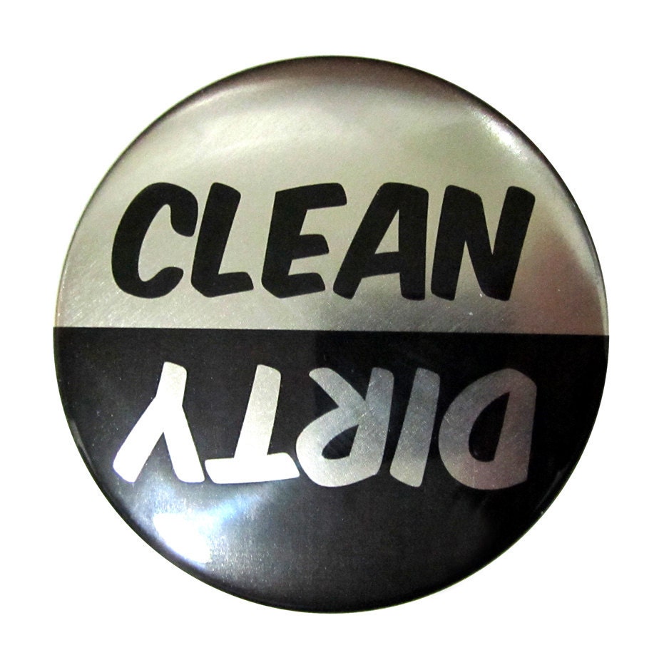 Clean/Dirty Dishwasher Magnet (Metallic Black/Silver) - LovelyPanda