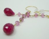 VALENTINES DAY-Ready to Ship,Genuine Red Ruby Gemstones, Pink Sapphire Earrings14k Gold,July Birthstone,,Gift for Her