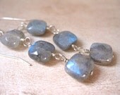 Triple Labradorite Square, Silver Earrings