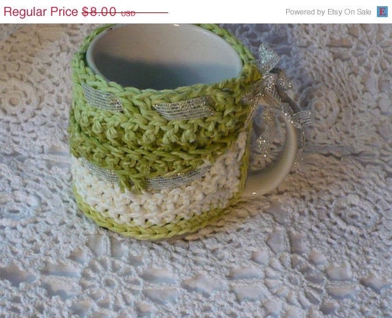 Green Mug Cozy Hot Beverage Warmer Insulated Set of 2