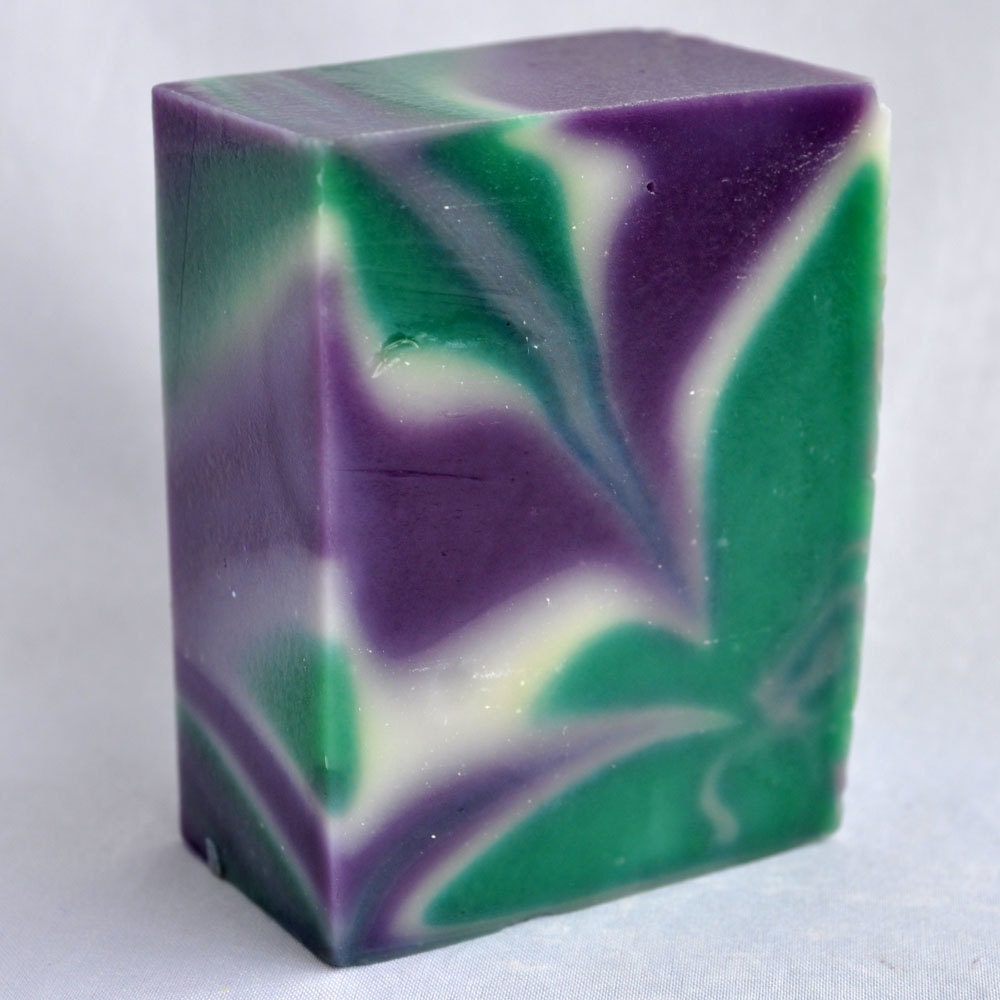 Purple & Green Fusion Swirl, Cold Process Soap, Vegan Friendly, Spruce Pine Scented