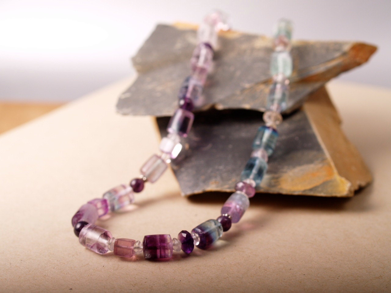 Flirty fluorite necklace with amethyst and sterling