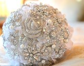 Deposit on a crystal rose brooch bridal bouquet -- made-to-order wedding bouquet
