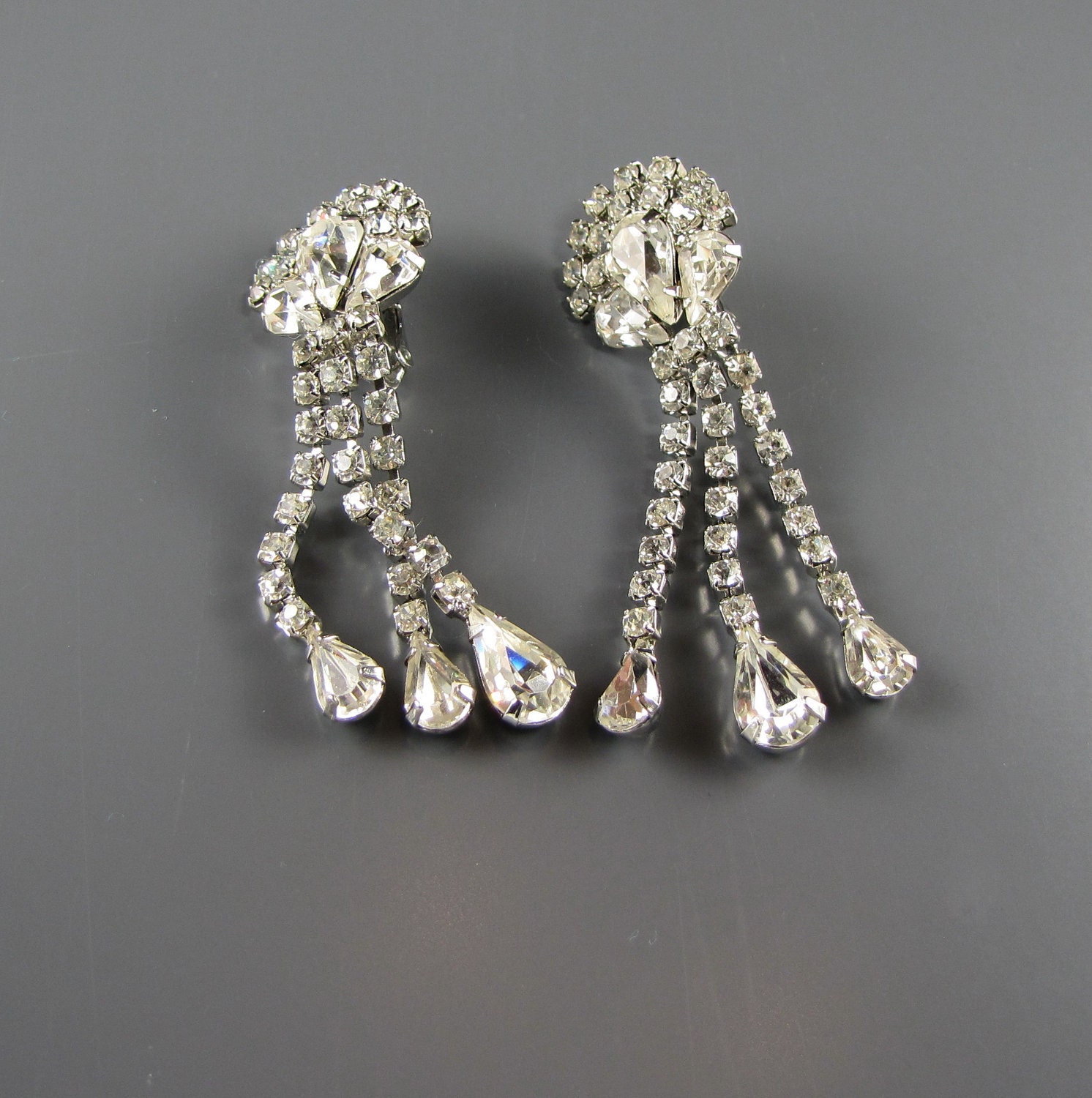 1960's Rhinestone Runway Earrings
