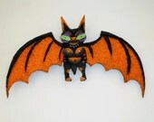 Halloween Folk Art Cork Carving - Hallowe'en Tyme Bat 7