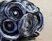 Silver Black and White Satin Button Bouquet