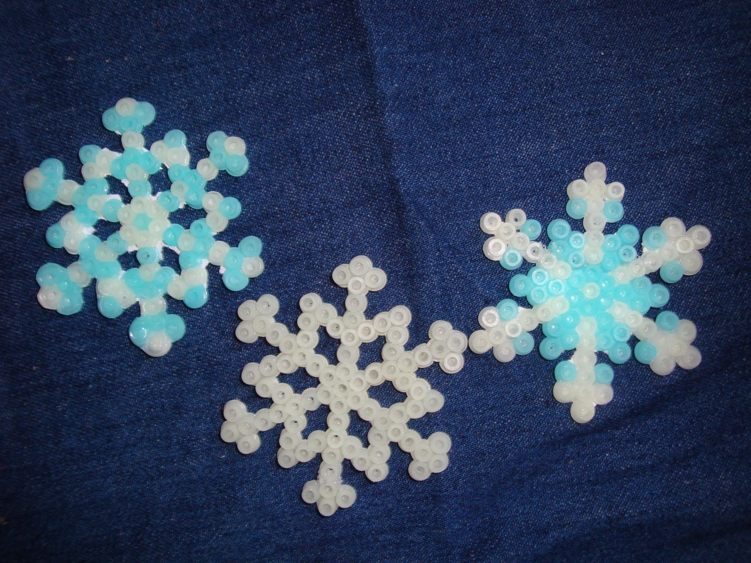 Snowflake magnets glow in the dark set of three