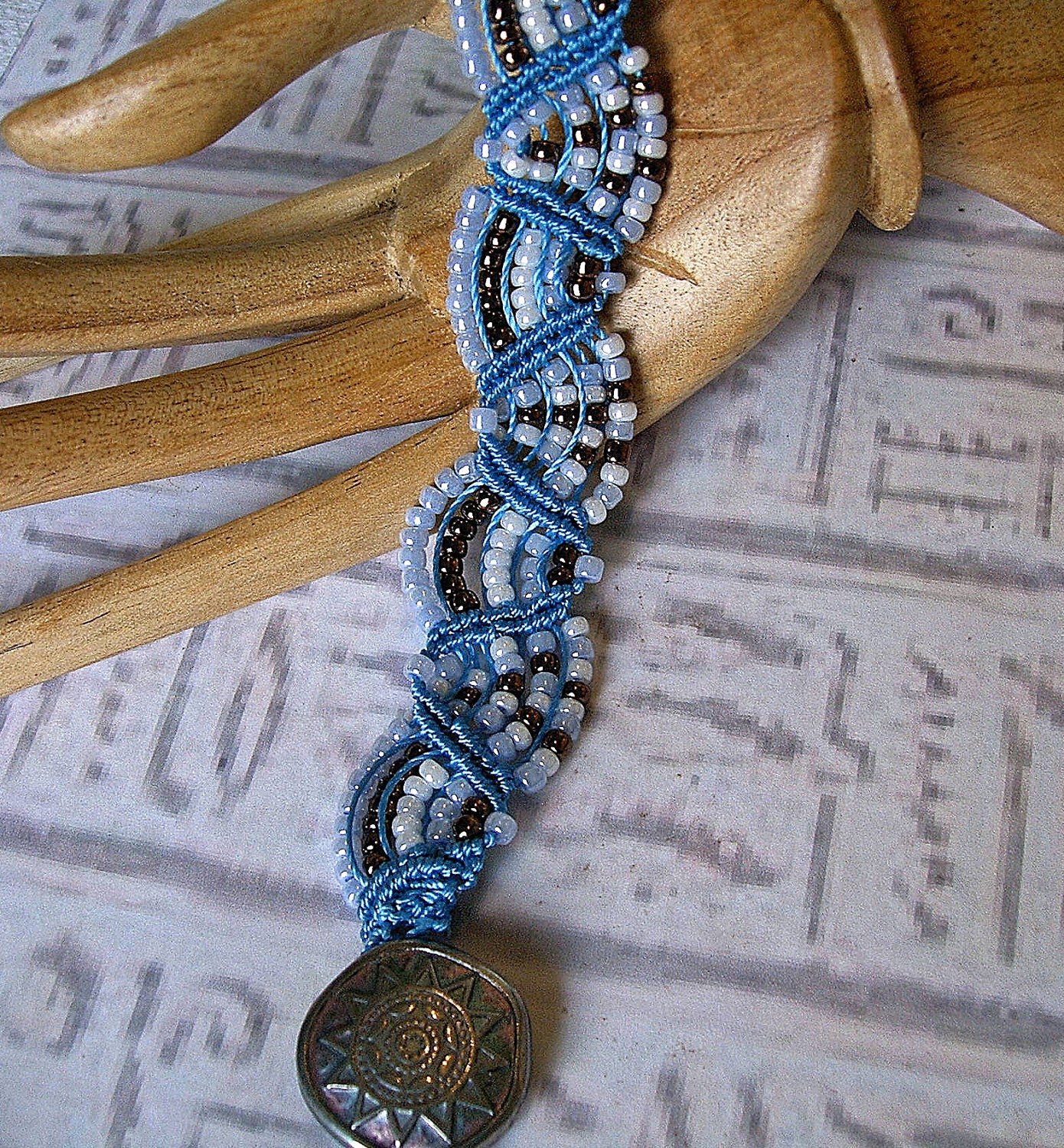 Micro macrame bracelet. Blue Macrame bracelet