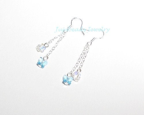 Swarovski Crystal Flowers n Butterfly Earrings