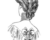 Victorian Hairstyle Dress Vintage Illustration Reproduction 5 x 7 Digital Print