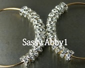SALE Basketball Wives Celebrity Inspired Rhinestone Beaded Hoop Earrings (SMALL) - Silver and Gold