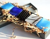 Fused Glass Magnets - Blue Chopstix