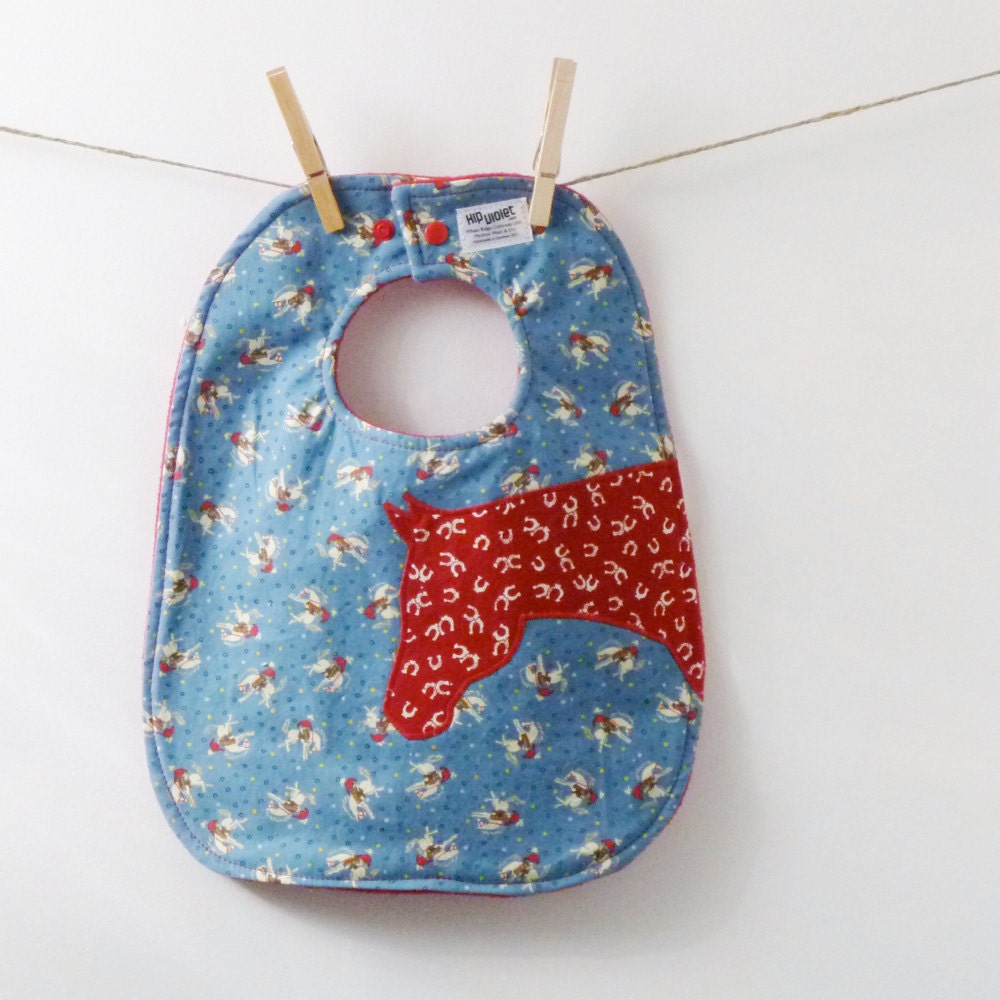 Baby Boy Gift - Cowboy Baby Bib with Snaps