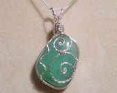 Crysprase sterling silver wire wrapped pendant