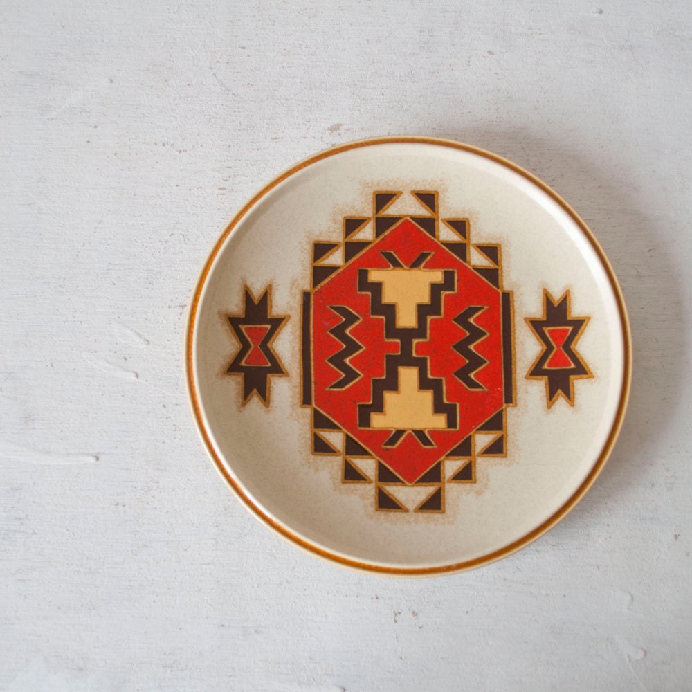 Vintage Mikasa Southwestern Plate / Ethnic Stoneware / Mikasa Stylekraft Trading Post