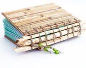 Bamboo Sketchbook, beaver chewed tree branches, beads, eco friendly book