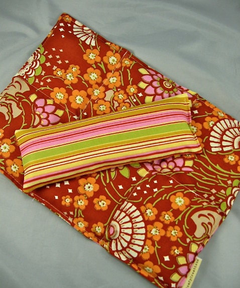 SALE Deluxe Back Relief  Pack Eye Pillow Set Hot/Cold Therapy  Organic Flaxseed Lavender Rice Clay Geisha Fans Gift Guide