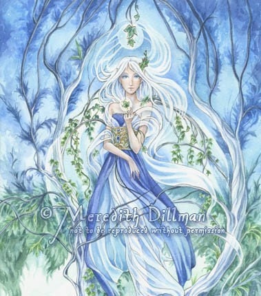 Fantasy Ivy forest fairy elf goddess. 8x10 art print. Natural Magic by Meredith Dillman
