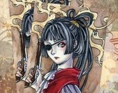 postcard - Pirate Geisha girl anime art by Meredith Dillman