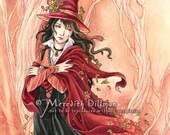 Autumn Witch art print Gothic Halloween limited edition 8x10 by Meredith Dillman
