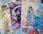 Post card set - 5 Fantasy fairy tale and mermaid illustrations