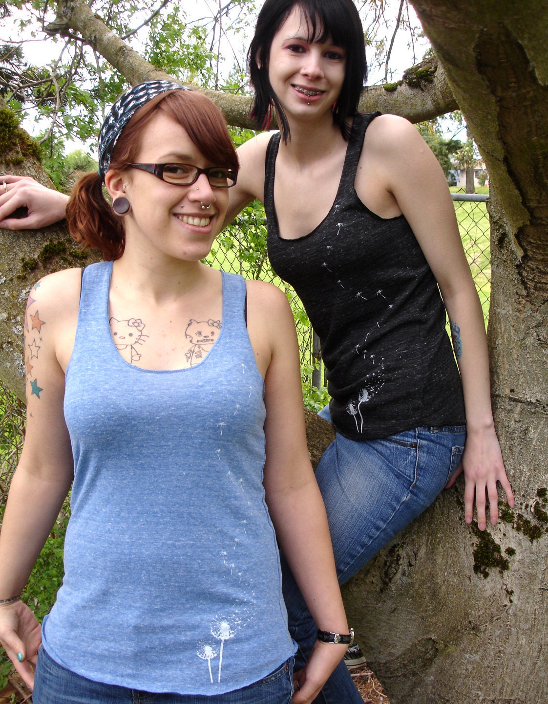 Womens Dandelion Tank Organic Cotton Blue Heather LARGE