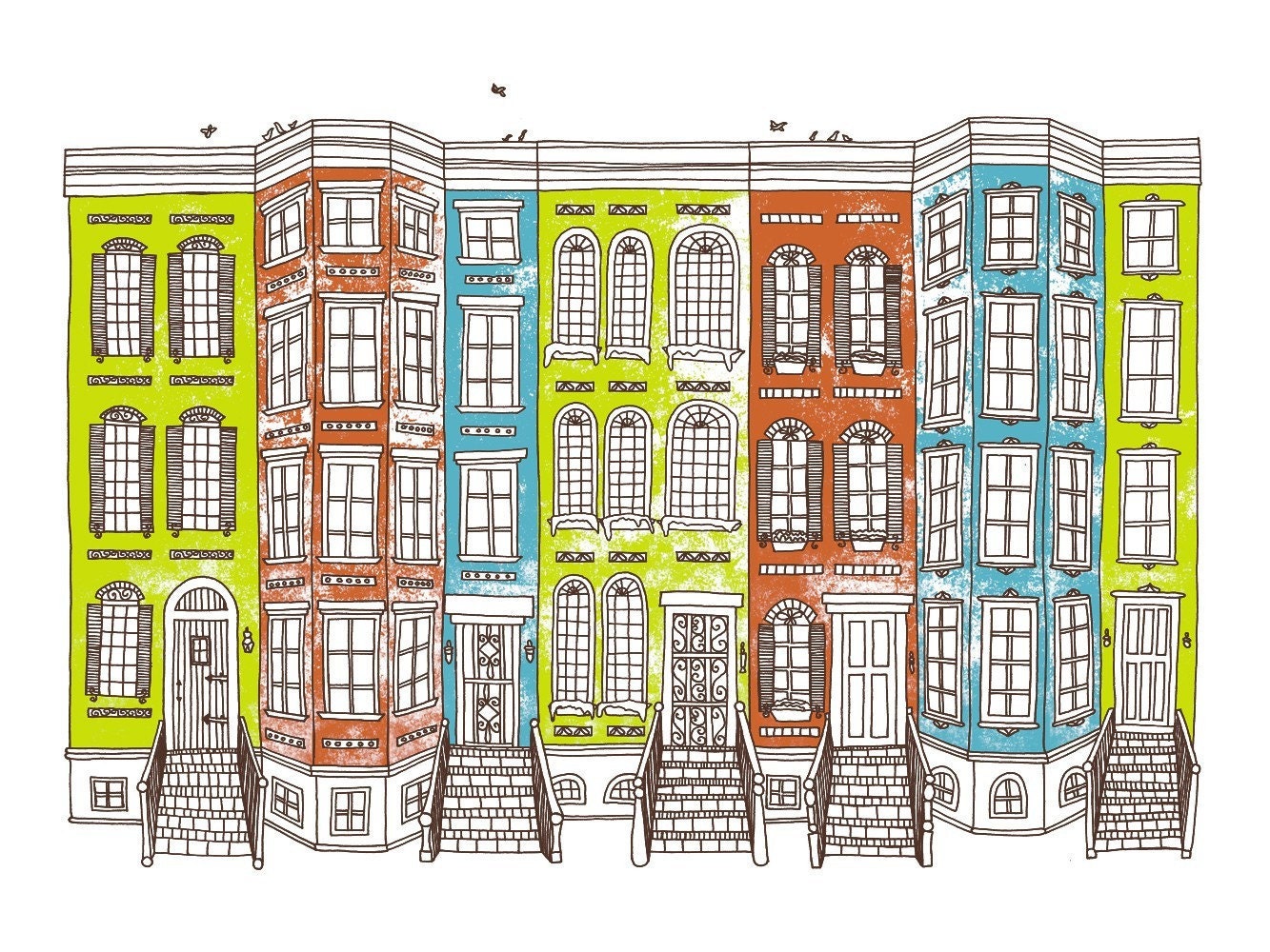 Rowhouses -Limited Edition Screen Print -18x24