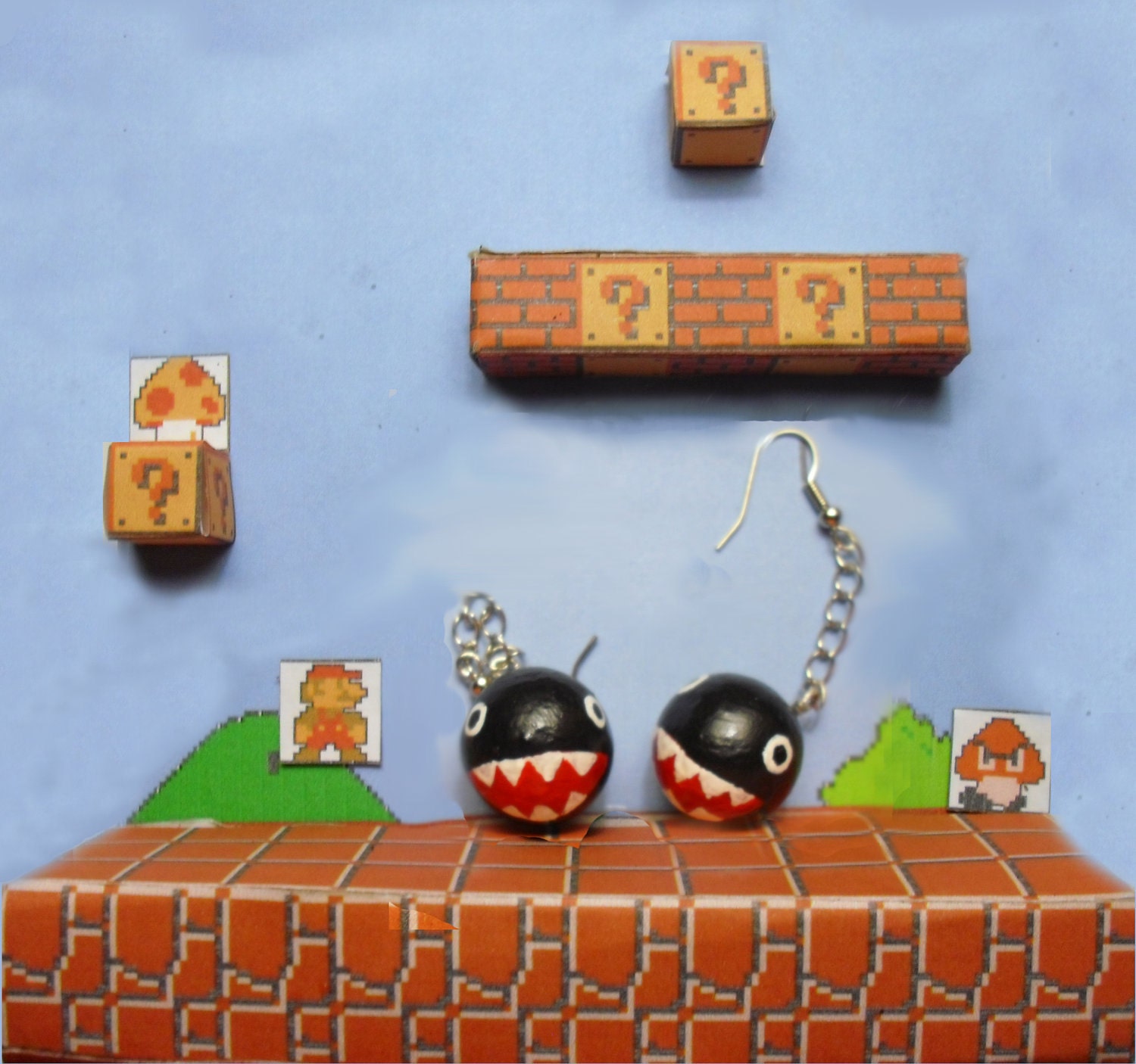 Chain Chomp Earrings Mario