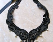 Sale Bella: Victorian Lace Bridal Necklace with Freshwater Pearls and sterling