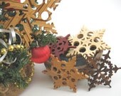 Ornaments Wooden Star Garland  Snowflakes Decorations Christmas Yule Hanukkah Grahtoe