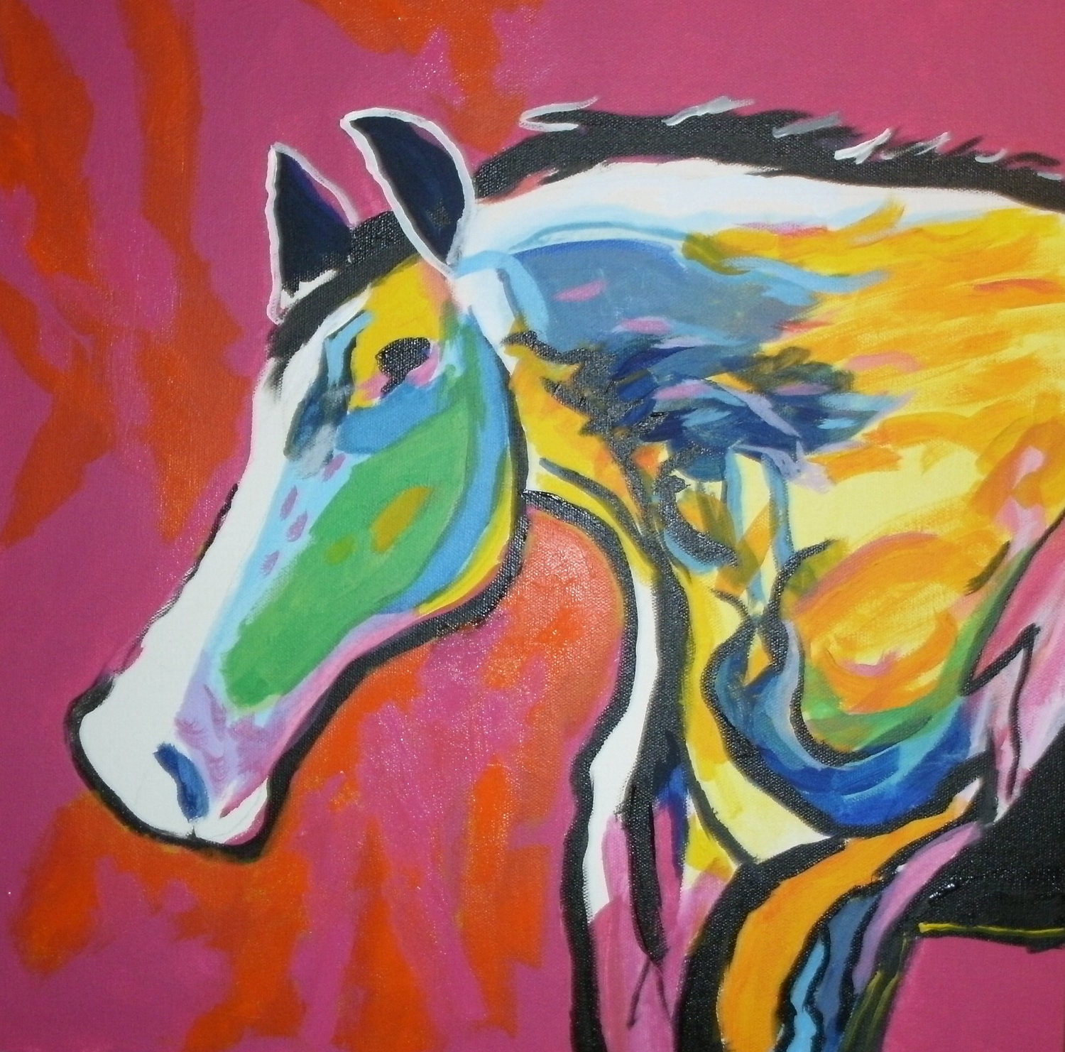 A Dynamic Horse Painting 18X18