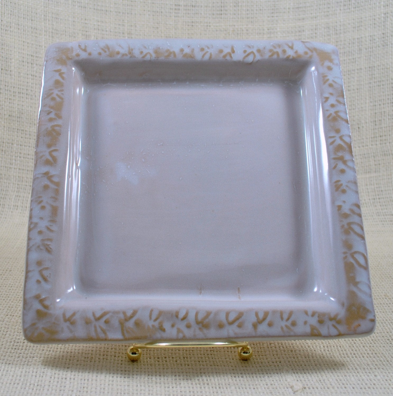 Square White Textured Plate/Handmade Pottery