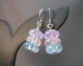 Pastel Crackle Glass and Silver Dangle Earrings