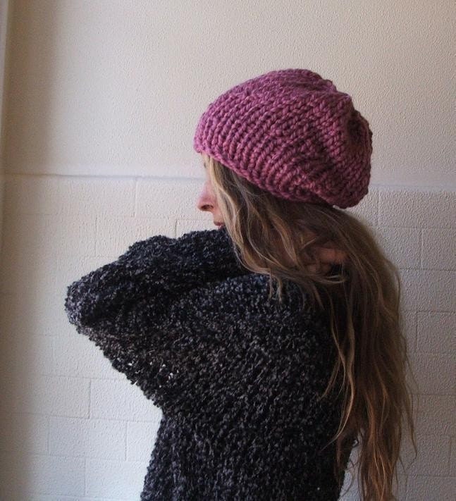 Warm dusky pink chunky hat