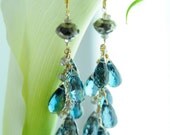 London Blue Topaz  Earrings:) Statement Bridal Earrings, London Blue Topaz layered Earrings