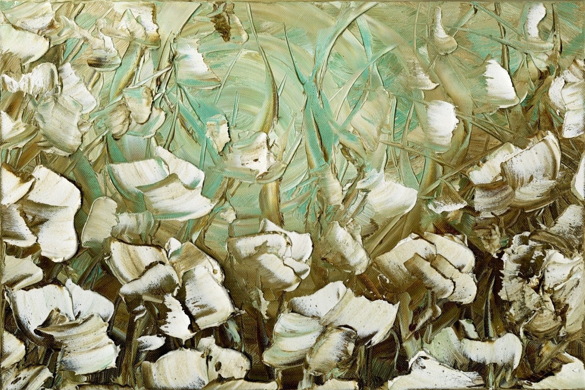 White Poppies Landscape PRINT Large 36 x 24