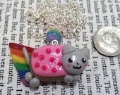 Nyan Cat Polymer Rainbow Bead Charm Necklace